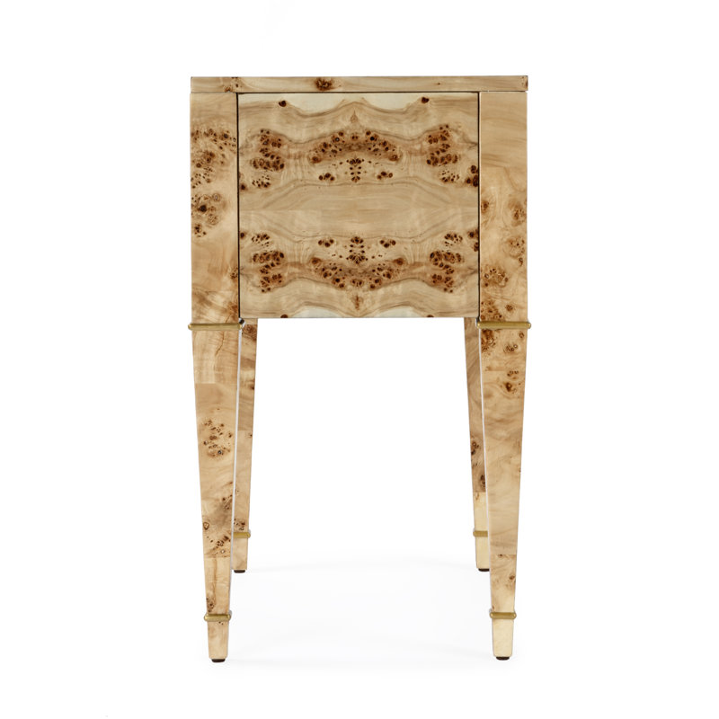 Kai 2 Drawer End Table, Natural Burl