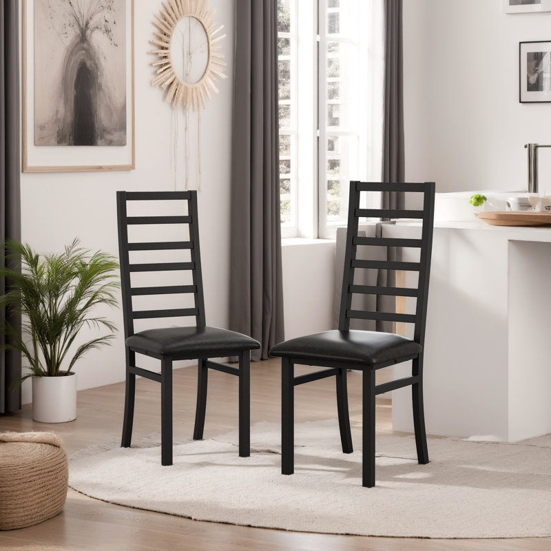 Metal Dining Chairs Set Of 2, Black, 2