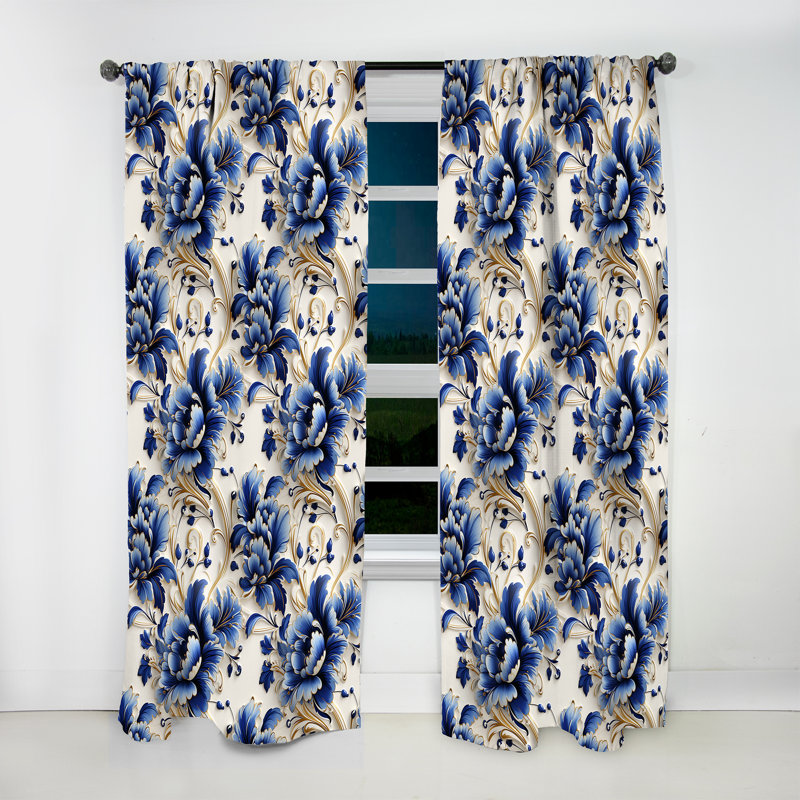 Regal Baroque Flourish Victorian Pattern - Damask Curtain - Velvet Room Darkening - 1 panel, 52" W x 95" L