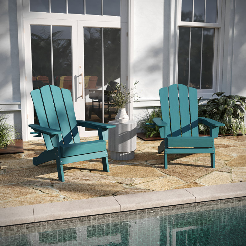 Chaise Adirondack en PEHD résistant aux intempéries Collis avec porte-gobelet Collis, Bleu