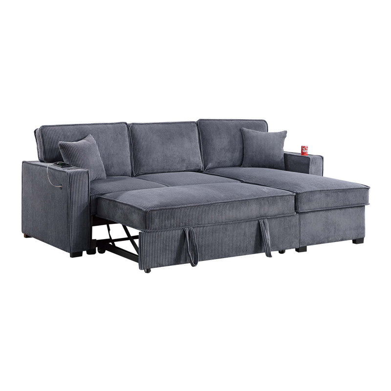 Convertible Sectional, Gray Corduroy