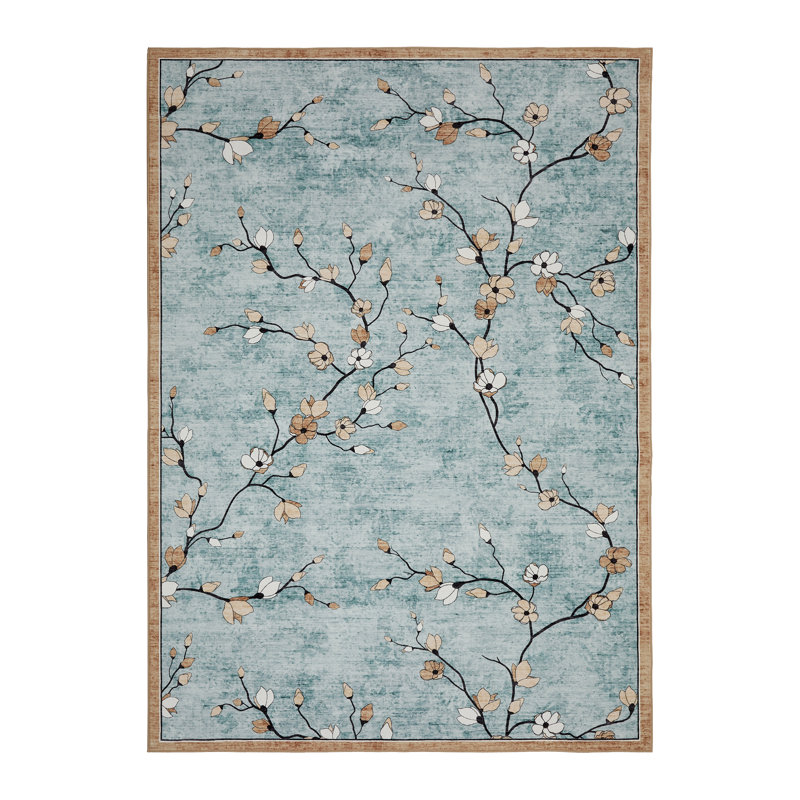 Tapis de salon, tapis floral rétro, tapis lavable antidérapant et à poils courts pour le salon, la chambre à coucher, la salle à manger