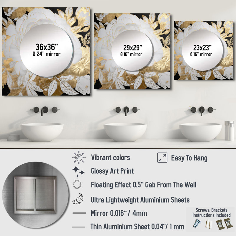 Ravneet - Grand miroir carré rose pour décoration murale, 23 po x 23 po