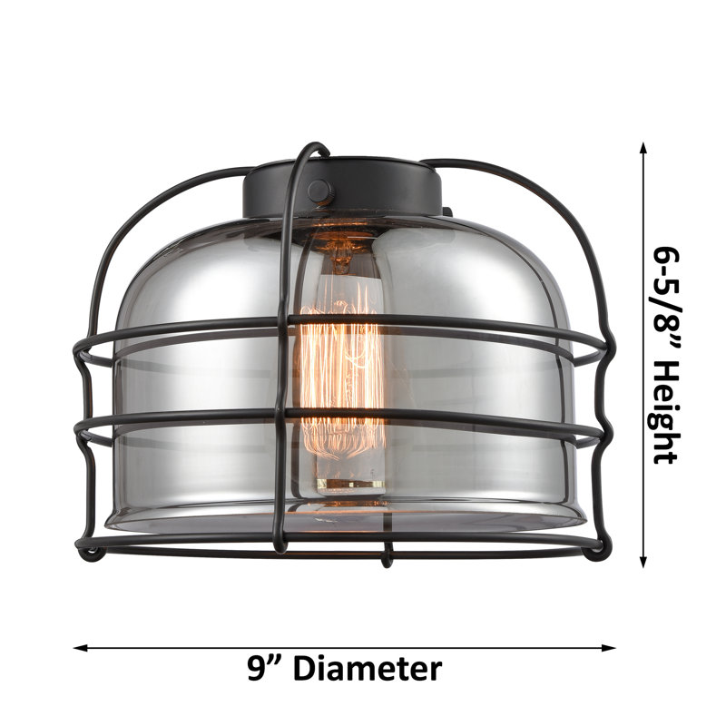 Plafonnier semi-encastré 8 po Bell, Ampoule à DEL rétro de 6 watts, Boîtier blanc mat, Bronze frotté à l'huile