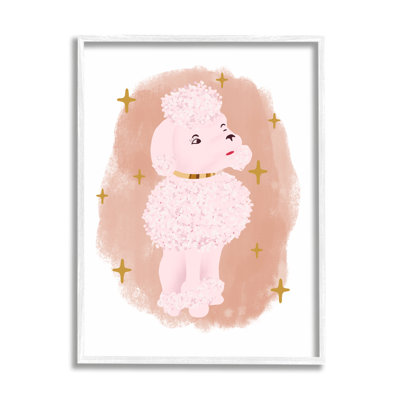 58 "Posh Pink Poodle Glam Stars Fluffy Pet Dog", art mural par Jen Bucheli