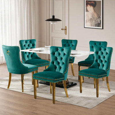 Dining Chairs, Upholstered High-end Tufted Dining Room Chair with Nailhead Back Ring