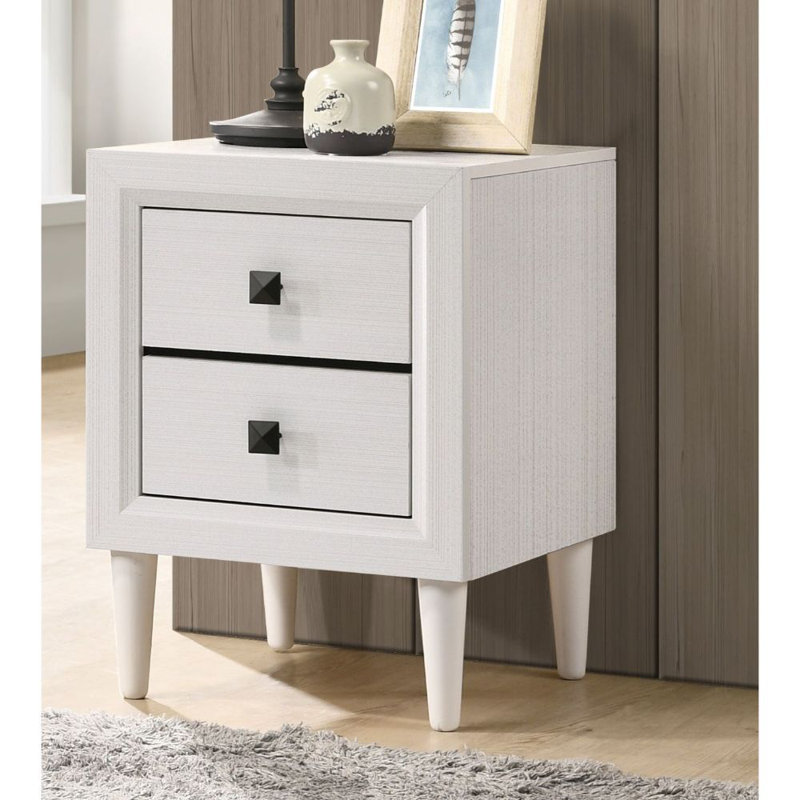 Table de chevet 2 tiroirs Vesely, Blanc
