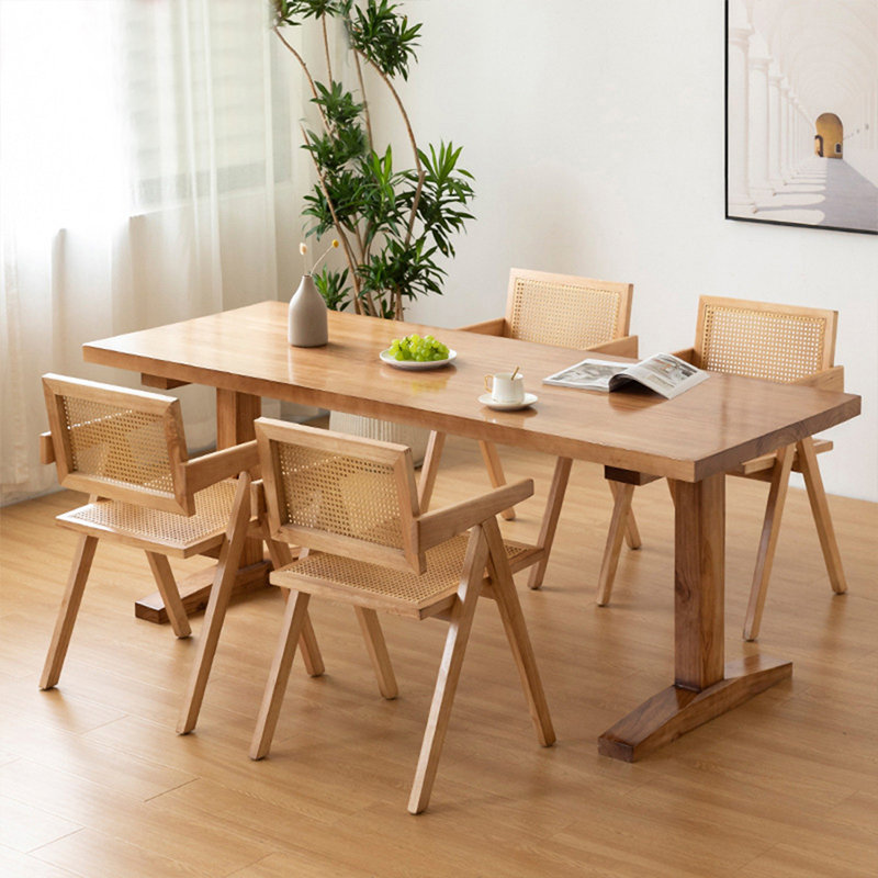 Burlywood Rectangular Solid Dining Table For Dining Room/Kitchen, 29.53"H x 70.87"L x 31.5"W