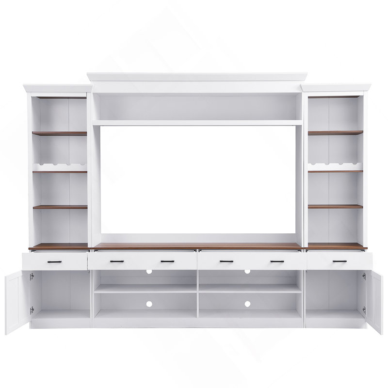 Meuble audio-vidéo avec tablette pour téléviseur jusqu'à 70 po, meuble télé en noyer avec tablettes réglables pour le salon