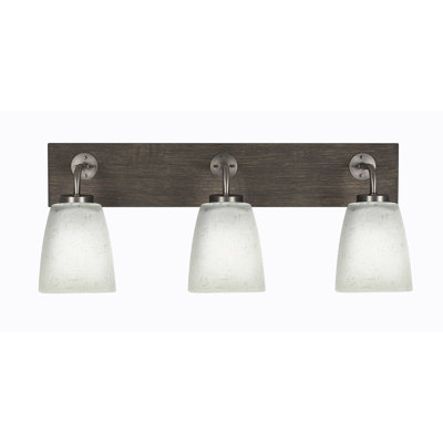 Barre d'éclairage de salle de bain 3 lumières Oxbridge avec finition en métal et verre carré blanc 4,5 po