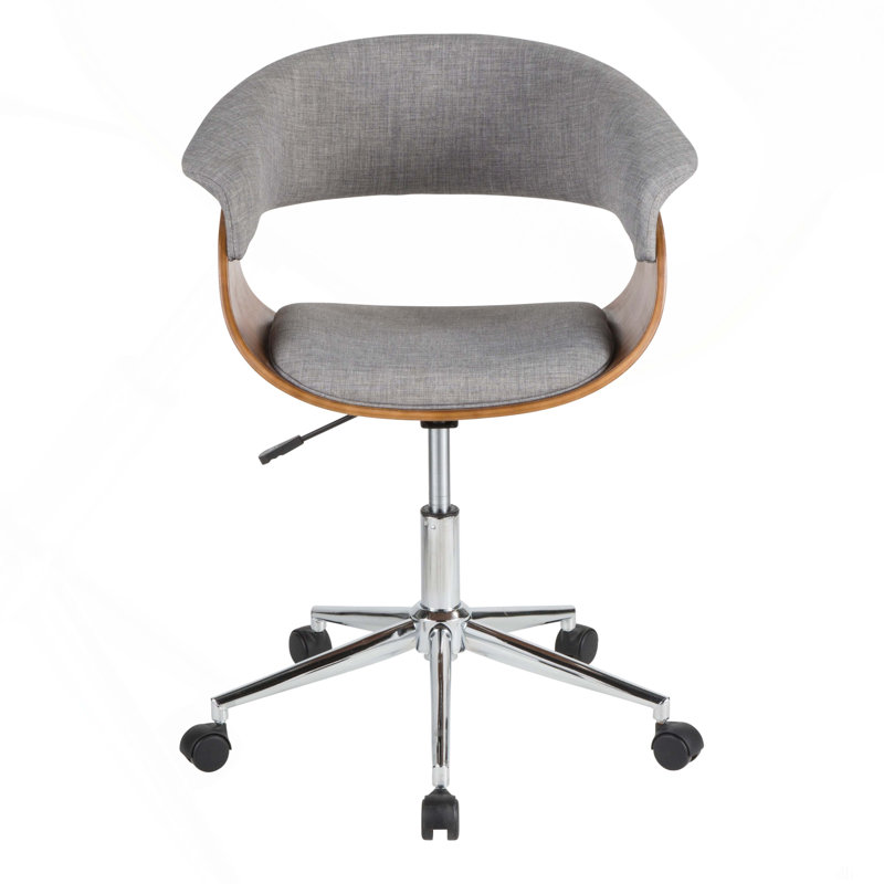 Chaise de bureau en bois de noyer et tissu gris clair