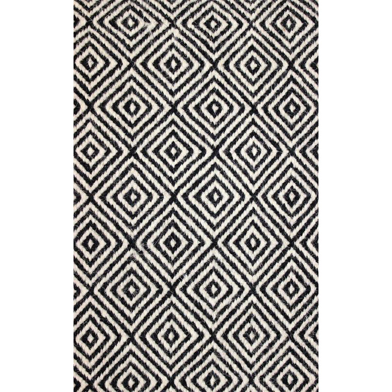 Tapis géométrique en laine noir, Rectangle 9 pi x 12 pi