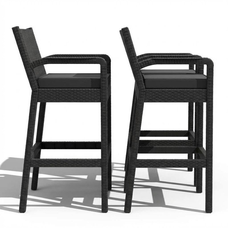 Ensemble de 2 tabourets de bar de patio de 30 po avec coussins, chaises de bar en osier pour la cour, le jardin ou le bord de la piscine