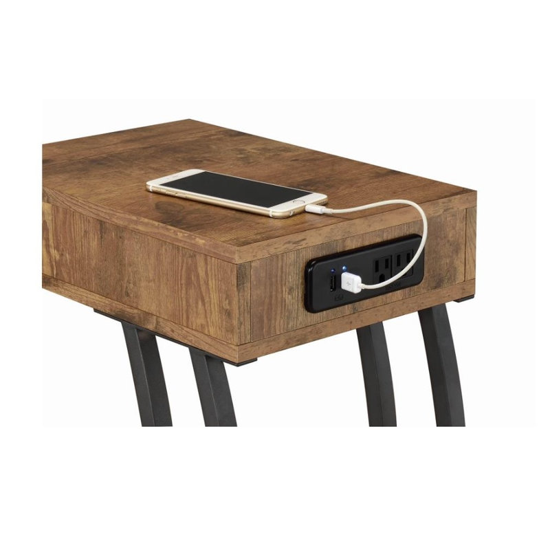 Table de bout avec rangement Loyd, Muscade antique, Noir