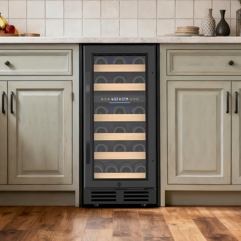 15-Inch Dual-Zone Mini Wine Refrigerator – Holds 30 Bottles, Versatile Built-In or Freestanding Wine Cooler, Reversible Door, LED Lighting, and Safety Lock
