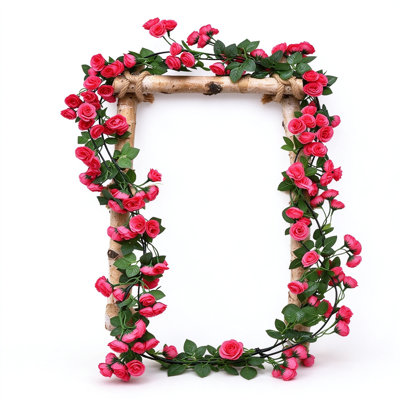 Guirlande de roses artificielles rouges (69 roses) pour la décoration de jardin, de mur et de mariage, 9,9 x 8,9 x 1 cm