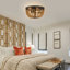 Wallick 3 - Light 32Cm Caged Solid Wood Bead Flush Mount Light-1820305322