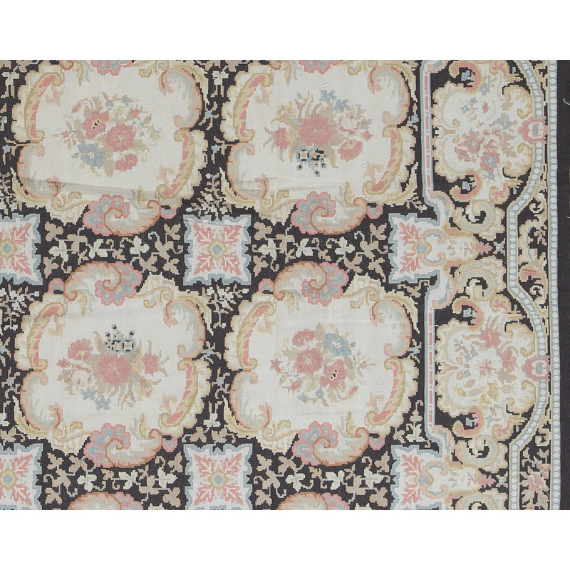 Tapis brun et beige de haute qualité noué à la main