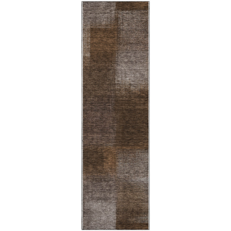 Premium Machine Washable Tweedy Chocolate Rug, Runner 2'3" x 7'6"