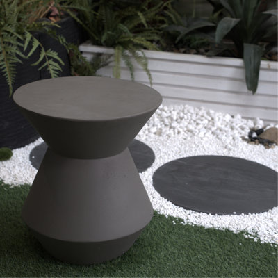 Table d'appoint brune et sable - H 18,1 po côté multifonctionnel pour patio en oxyde de magnésium 18,1 po