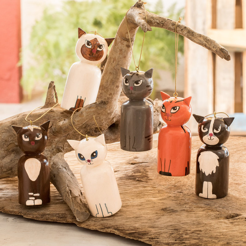 Ensemble de 6 figurines suspendues chats