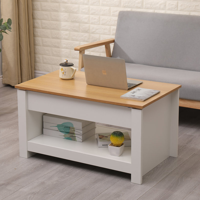 Lift Top Frame Coffee Table with Storage, White