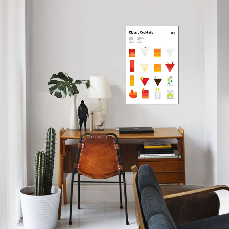 « classic cocktails 101 », reproduction d’impression sur toile, H 18 po x l 12 po x P 1,5 po, Toile tendue, Pas de tapis