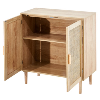 Buffet naturel avec tablettes réglables et esthétique rétro, 31,5 pouces, pour le couloir, le rangement ou d'autres pièces