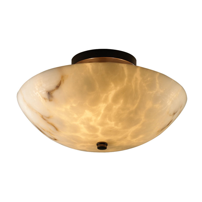 Plafonnier encastré 2 lumières uniques/à cuves 14 po Aleynah, Bronze foncé