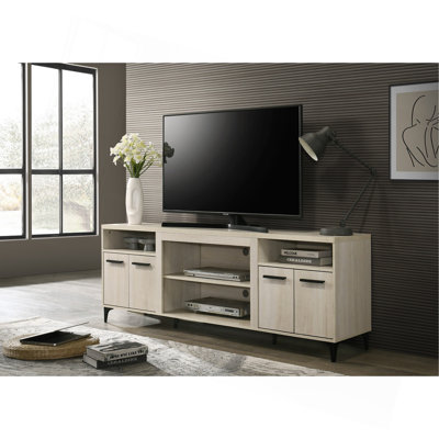 Oak Finish 4-Door TV Stand