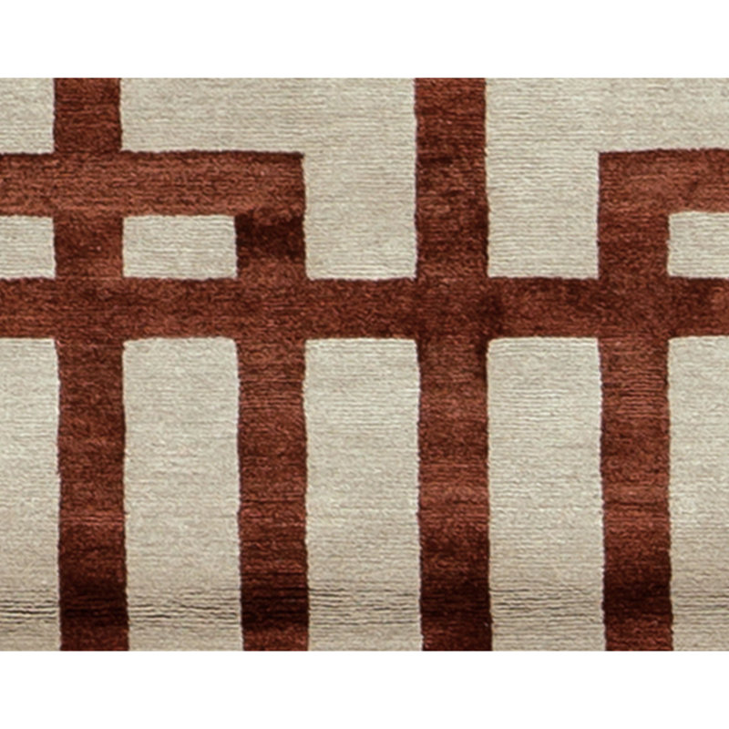 Hand Knotted Geometric Area Rug in Garnet
