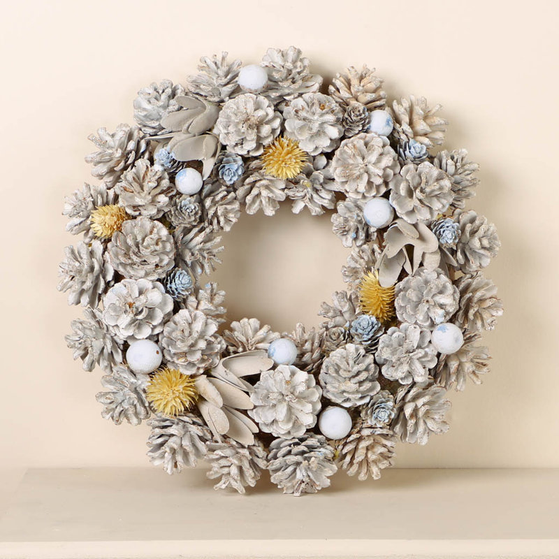 Handcrafted Faux Pinecones 36cm Wreath