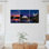 «White Heron Sunset Landscape», ensemble de 3 reproductions d'art sur toile tendues