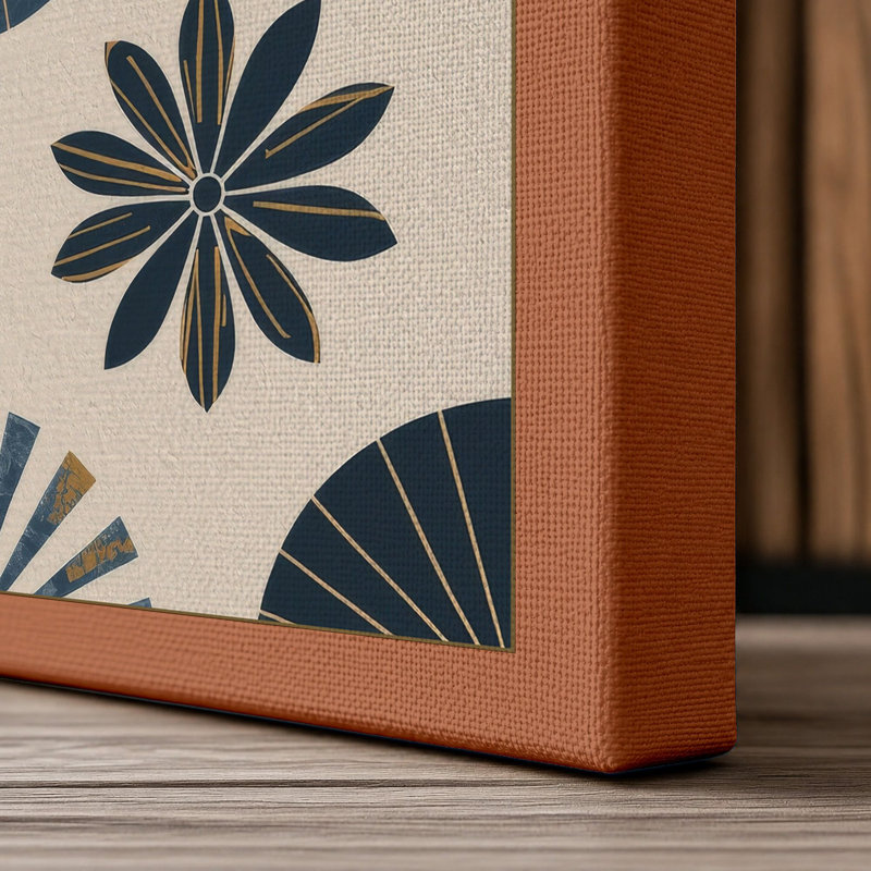 Geometry Botanical 1 Piece Wrapped Canvas Wall Art, 24x16 - 61.0 x 40.6 cm, Terracotta Border