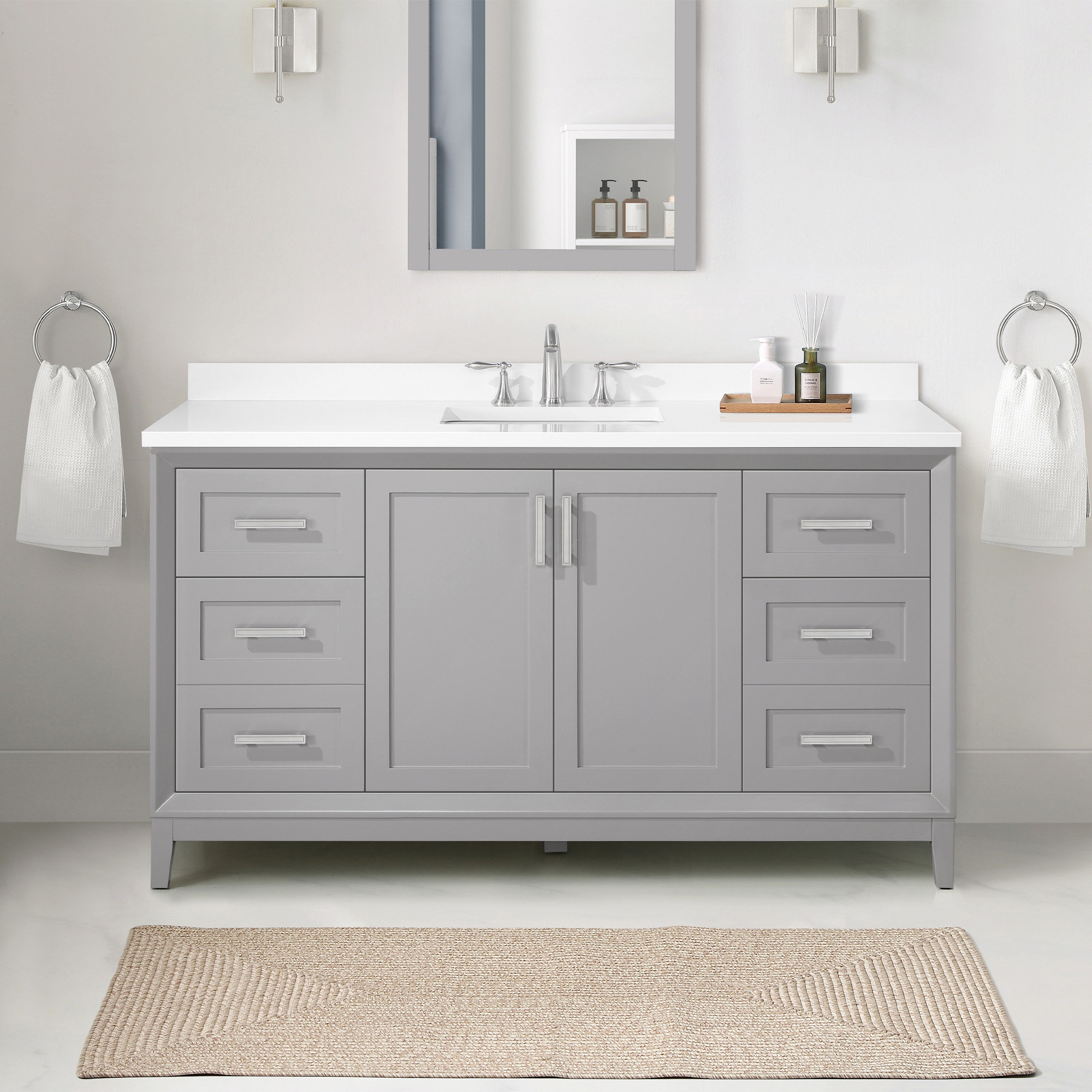 Red Barrel Studio® 60'' Single Bathroom Vanity with Engineered Marble ...