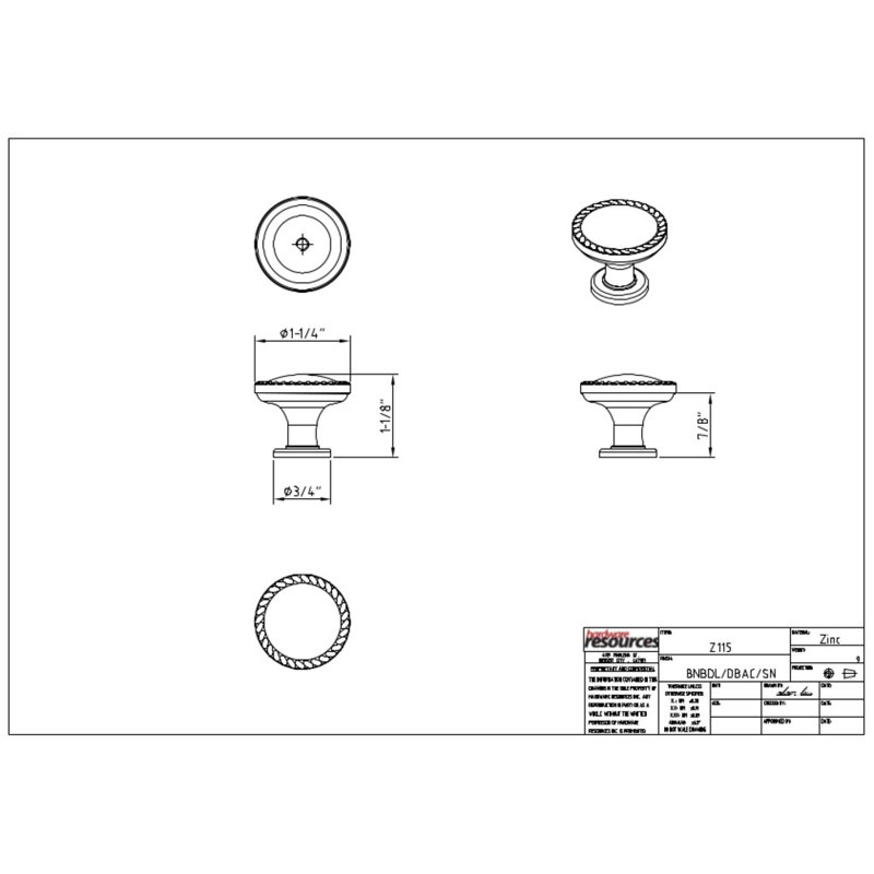 Lindos 1 1/4" Diameter Mushroom Knob, Satin Nickel