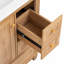 Meuble-lavabo de 30 po avec lavabo en céramique, armoire de salle de bain autoportante avec grain de bois naturel, pieds en bois d'hévéa massif, portes et tiroirs à fermeture en douceur, grand espace de rangement, bois naturel