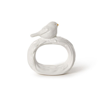 Birds of a Feather Set of 4 Decorative Ceramic Bird Napkin Rings 3" L