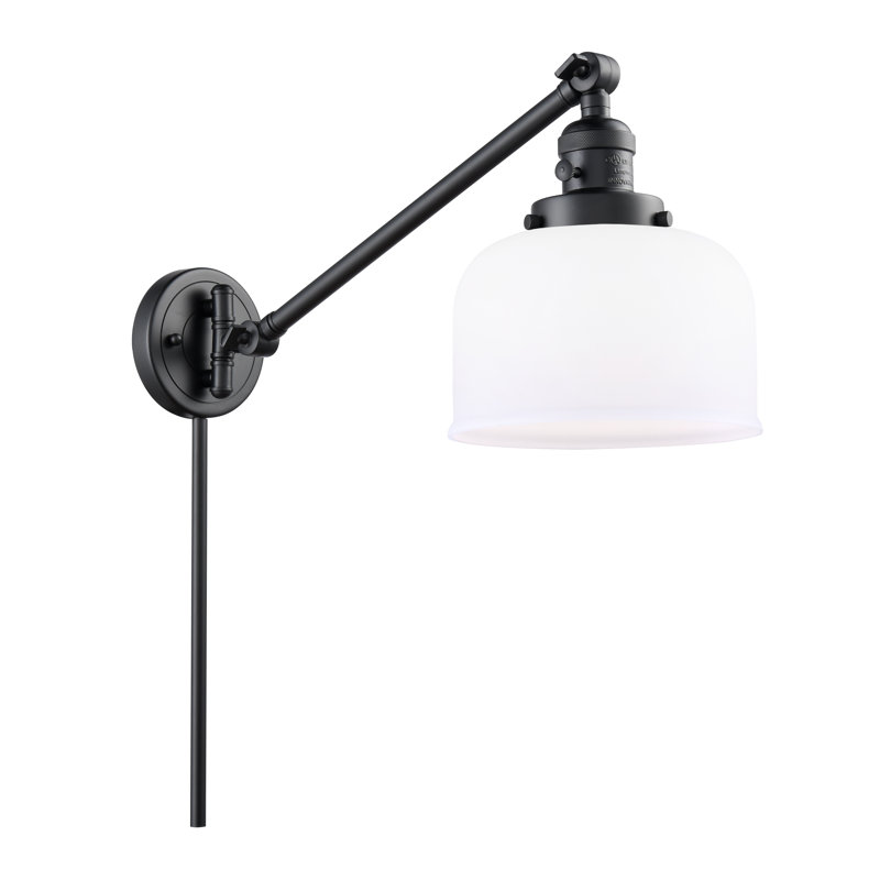 Bras pivotant à 1 lumière à intensité variable Talton, Ampoule DEL rétro de 3,5 watts, Noir mat, Boîtier blanc mat