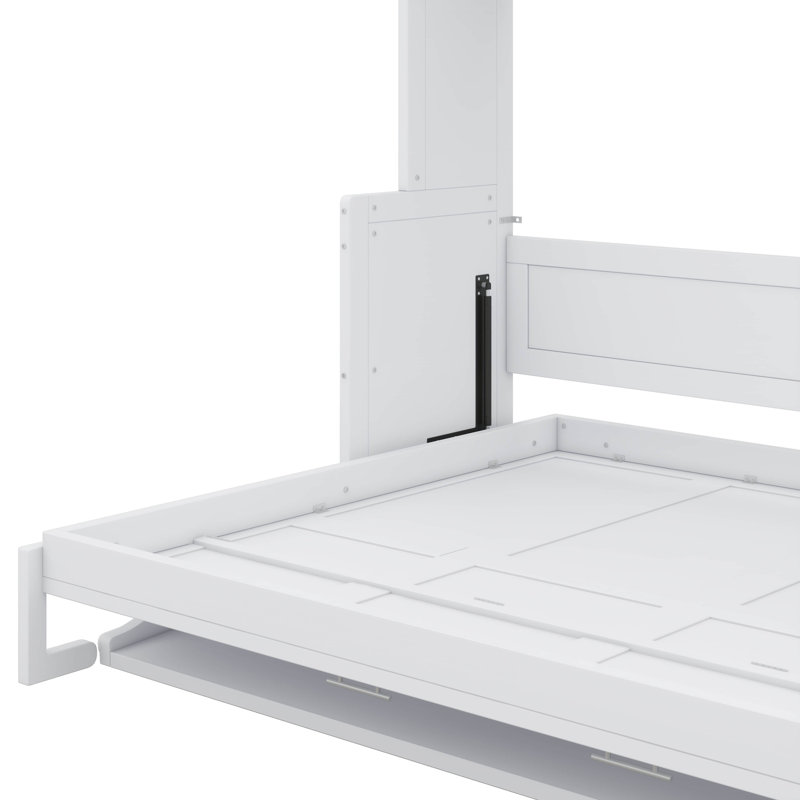 Mihoko Murphy Bed Cabinet with Display Shelf, White, Queen