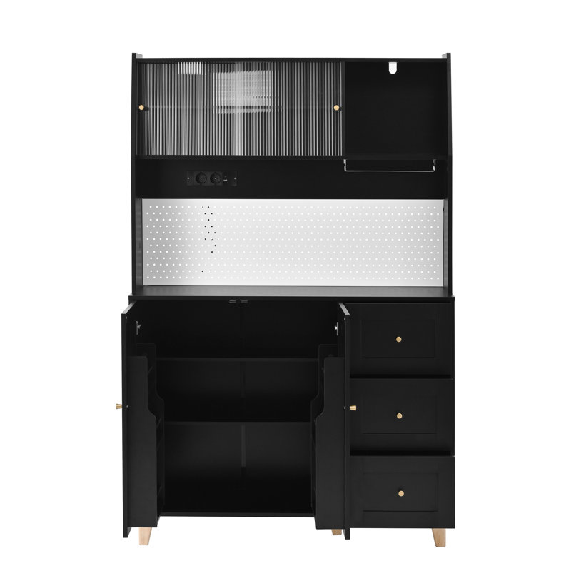 184cm Kitchen Pantry, Black