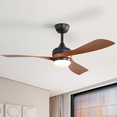 Ventilateur de plafond moderne de 52 po avec lumière DEL et moteur à télécommande DC Damecia