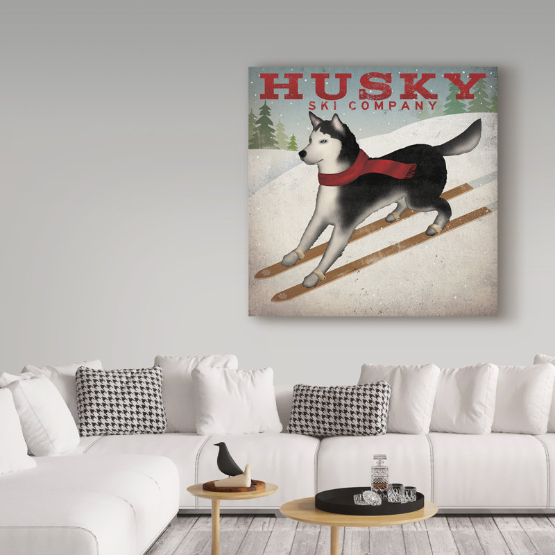 « husky ski co », reproduction d’impression sur toile tendue, H 35 po x l 35 po x P 2 po