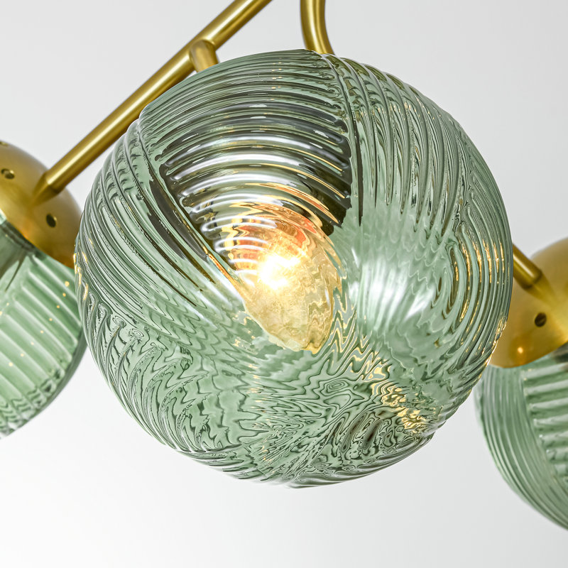 Plafonnier semi-encastré 3 lumières en verre côtelé laiton moderne