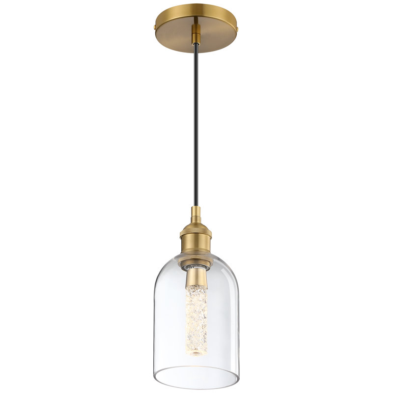  Luminaire suspendu simple à DEL intégré avec boîtier en aluminium doré électrolytique et DEL intérieure en verre ondulé