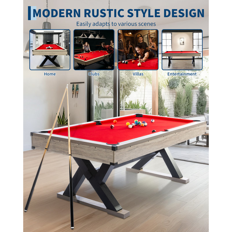 Blue Elephant 213.4cm L Pool Table, Red