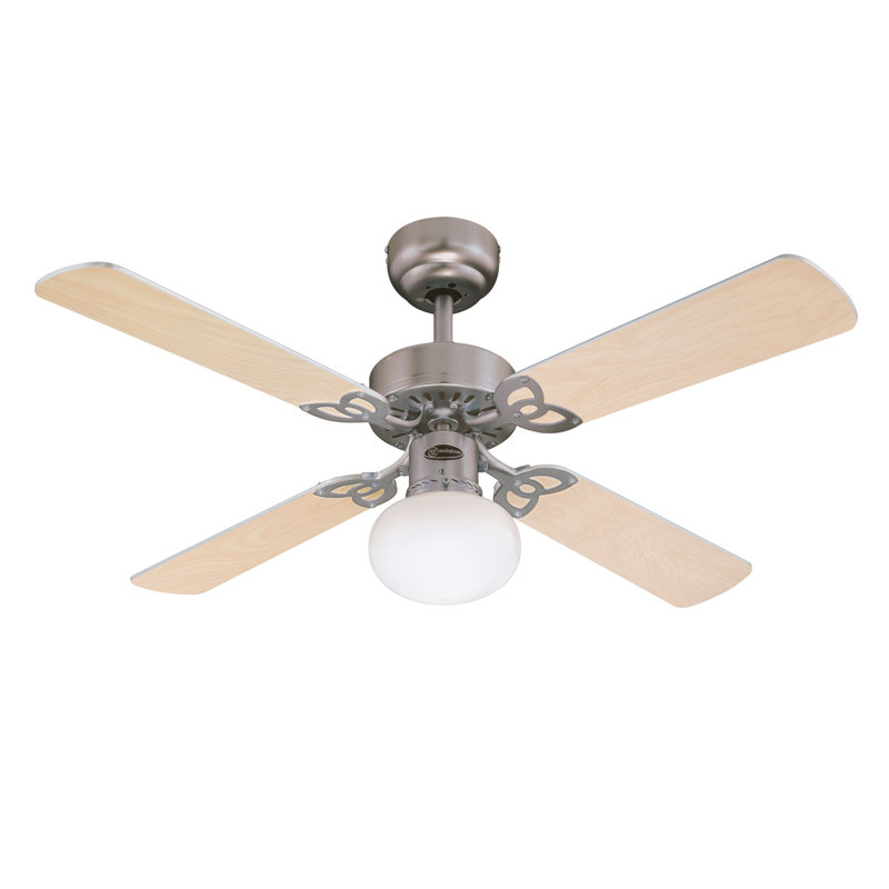 Romain 105cm Ceiling Fan, Brushed Aluminium/Light Maple or Silver