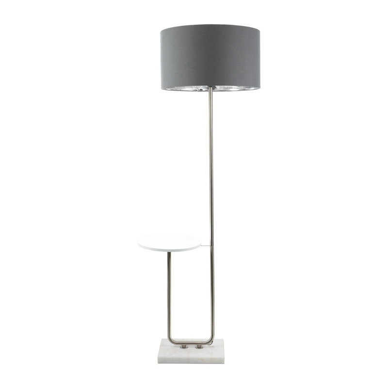 Bangerter 146cm Traditional Floor Lamp, Brushed/White, No, Grey