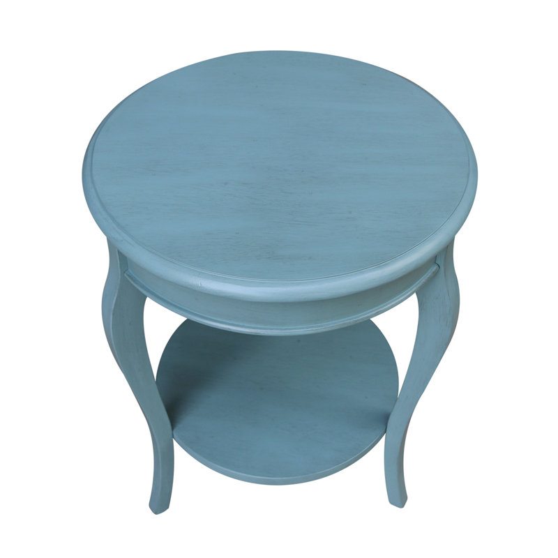 Maretti Solid Wood End Table, Ocean Blue - Antique Rubbed