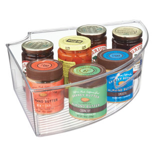 Household Condiment Organizer Non-Skid Refrigerator Turntable Saving Space  Rectangular 360 Degree for Spice Drink Kitchen Gadget